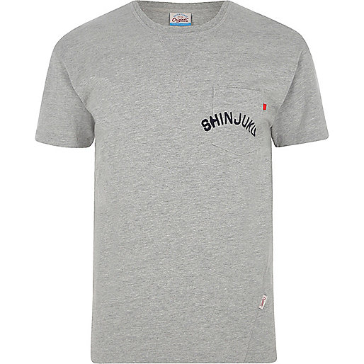 jacques-vertuk Grey marl Jack & Jones pocket print T-shirt 300297 men T-Shirts / Vests T-shirts