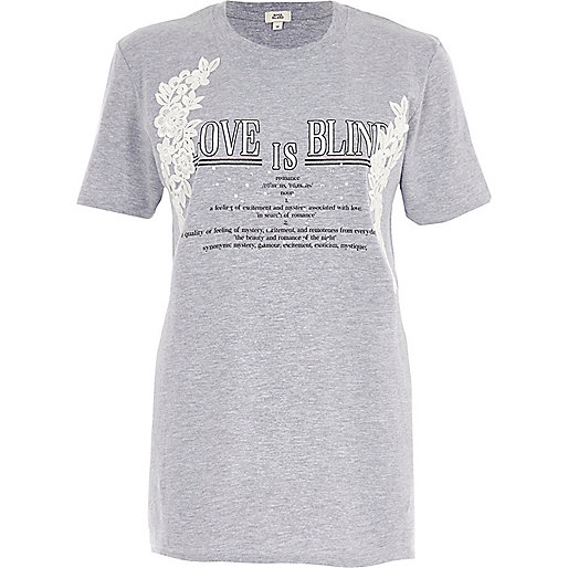 river island bags black friday sale,jacques-vertuk Womens Wear Grey marl 'love is blind' print T-shirt Print T-Shirts / Tanks T-Shirts & Tanks Tops women