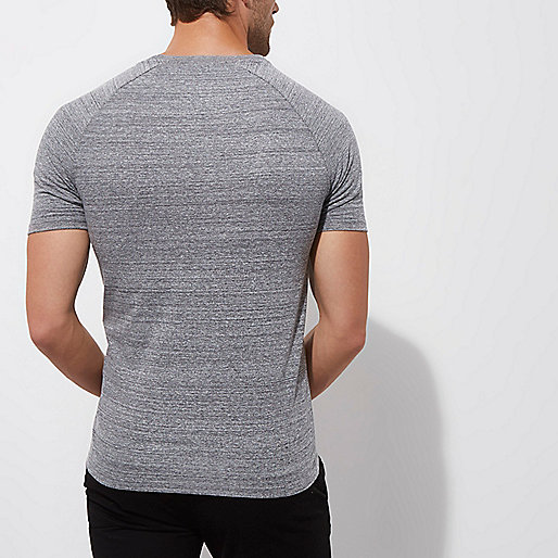 river island silverlink,jacques-vertuk Dresses Very Grey marl muscle fit raglan T-shirt T-shirts T-Shirts / Tanks men