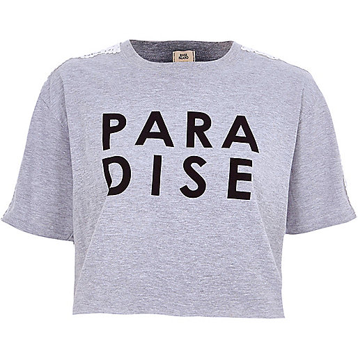 river island going out dresses,jacques-vertuk Online Grey marl paradise print cropped T-shirt women 707451