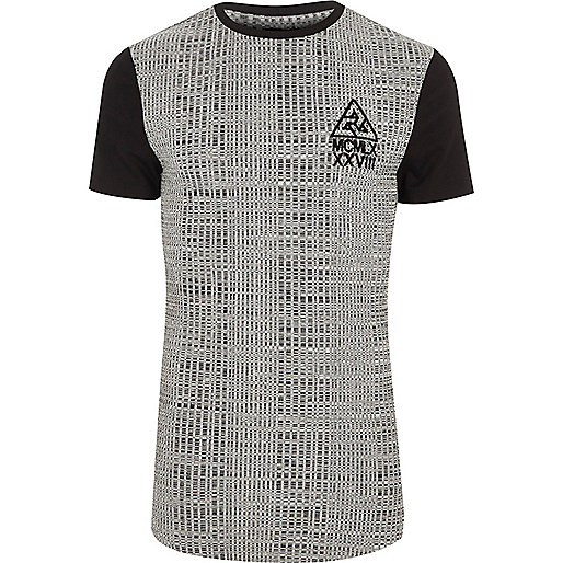 pearl jeans river island,jacques-vertuk UK Grey marl rib muscle fit longline T-shirt men 304270