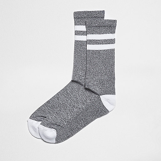 jacques-vertuk Grey marl stripe tube socks 302128 men Underwear Socks