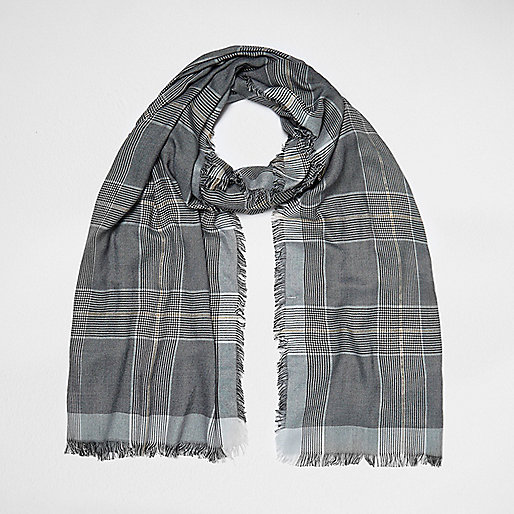 jacques-vertuk Grey metallic check scarf 707254 women Accessories Scarves