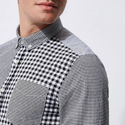 river island black patent chelsea boots,jacques-vertuk Outlet Shop Grey mixed gingham print long sleeve shirt Shirts Sale men