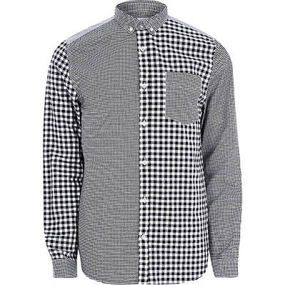 river island knee high boots,jacques-vertuk Online Grey mixed gingham print long sleeve shirt men 302992