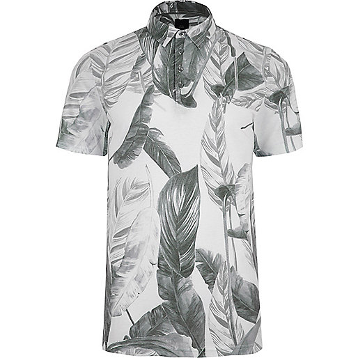 white broderie dress river island,jacques-vertuk T Grey mono leaf print slim fit polo shirt Polo Shirts men