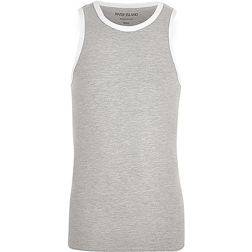 jacques-vertuk Grey muscle fit ringer tank 299994 men T-Shirts / Vests