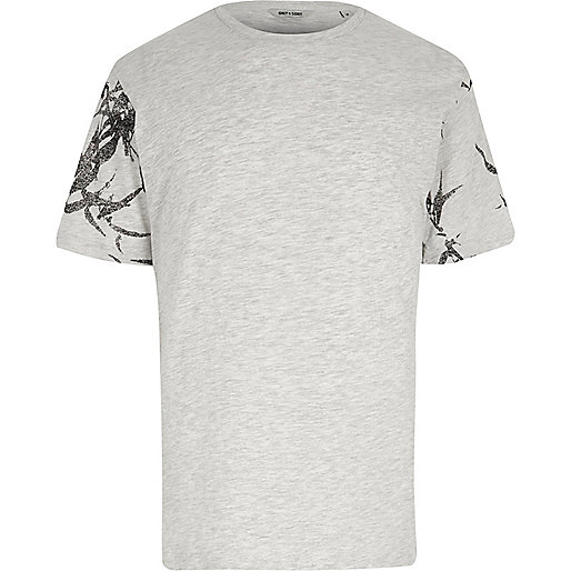 jacques-vertuk Grey Only & Sons printed sleeve T-shirt 301363 men T-Shirts / Vests T-shirts