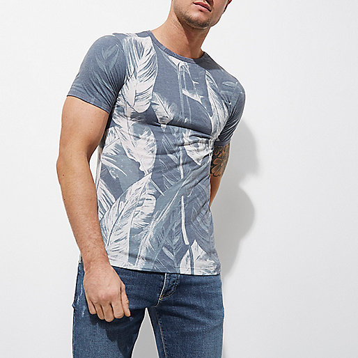 river island white jeans,jacques-vertuk Kids Store Grey palm print muscle fit T-shirt T-shirts T-Shirts / Tanks men