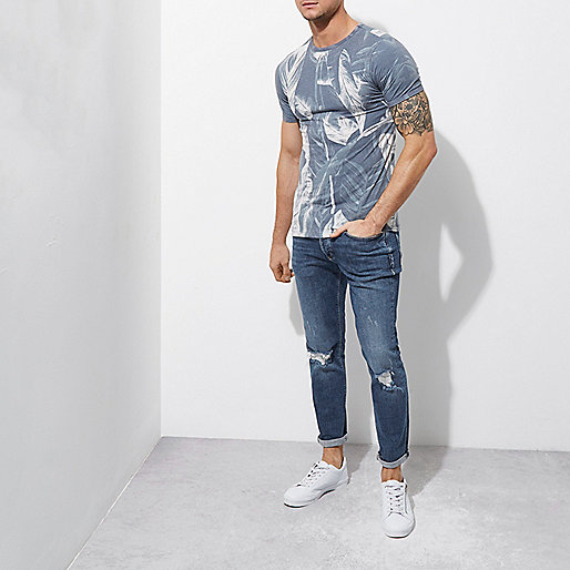 river island sequin maxi,jacques-vertuk London Grey palm print muscle fit T-shirt men 303685