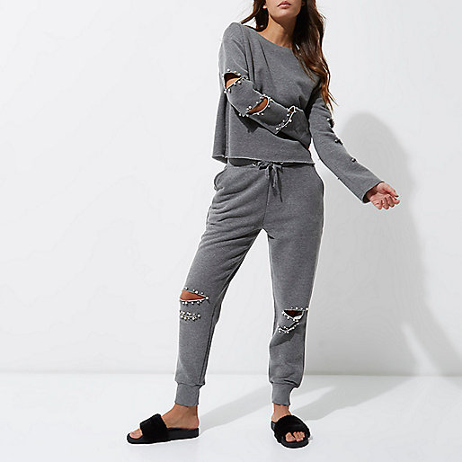 next river island trainers,jacques-vertuk Pink Floral Dress Grey pearl slash sleeve sweatshirt Hoodies / Sweatshirts Tops women