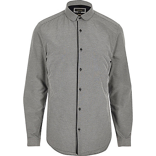 jacques-vertuk Grey penny collar smart slim fit shirt 297469 men Seasonal Offers