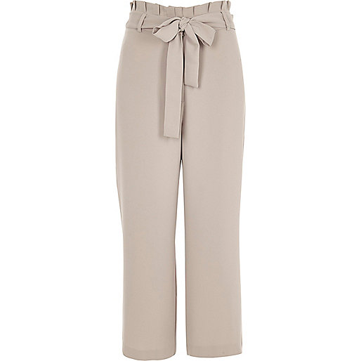 jacques-vertuk Grey pleated trim belted culottes 707607 women Trousers Wide Leg Trousers