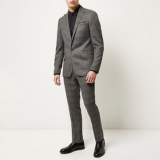 river island footwear,Embellished Jacket jacques-vertuk Grey Price of Wales check slim suit jacket Suits Sale men