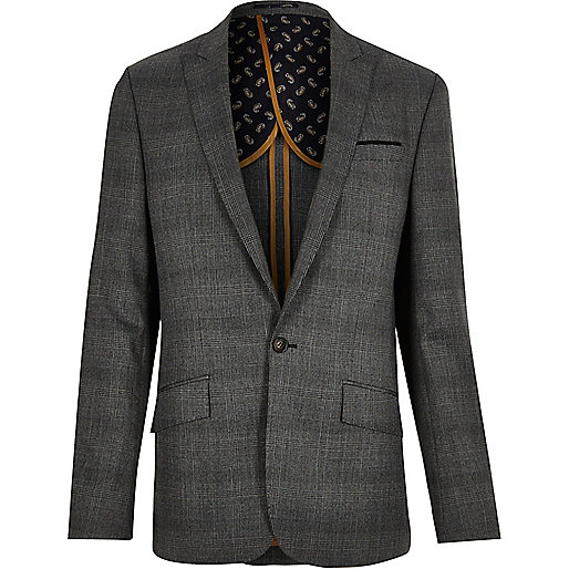 river island footwear,Embellished Jacket jacques-vertuk Grey Price of Wales check slim suit jacket Suits Sale men