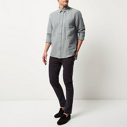 river island slim tapered jeans,jacques-vertuk London Grey relaxed fit linen-rich shirt men 294365