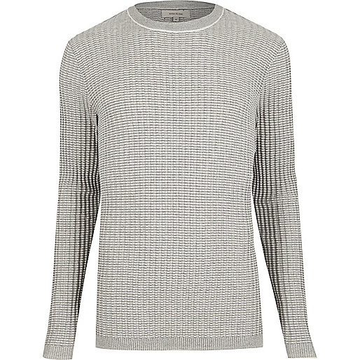 jacques-vertuk Grey ribbed crew neck sweater 292984 men Jumpers / Cardigans