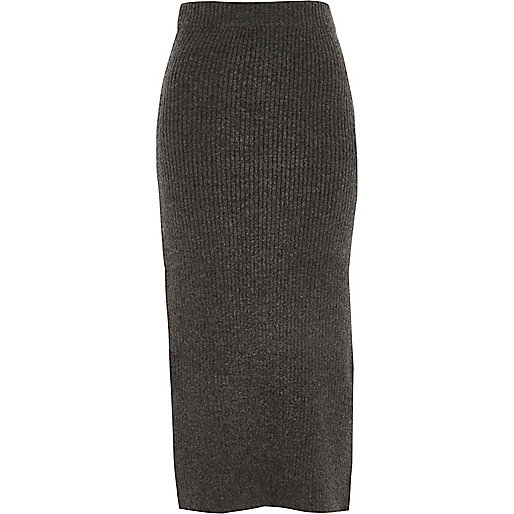 jacques-vertuk Grey ribbed knit midi skirt 705785 women Skirts Midi Skirts