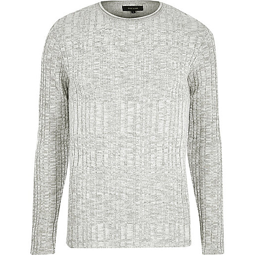 jacques-vertuk Grey ribbed knit skinny fit sweater 300678 men Jumpers / Cardigans Jumpers