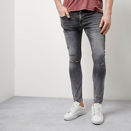 river island romper,jacques-vertuk Outlet Grey ripped Danny super skinny jeans men 298521