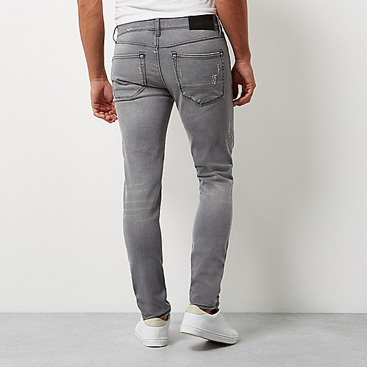 river island official site,jacques-vertuk Stores Grey ripped Sid skinny jeans men 297246