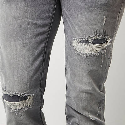 river island official site,jacques-vertuk Stores Grey ripped Sid skinny jeans men 297246