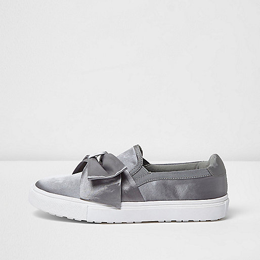 river island flatforms,jacques-vertuk London Grey satin bow front slip on plimsolls women 706569