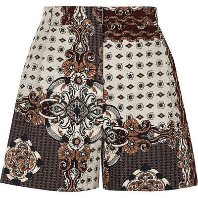 jacques-vertuk Grey scarf print high waisted shorts 706983 women Shorts Smart Shorts