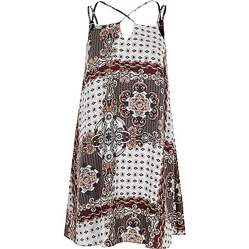 river island new arrivals dresses,jacques-vertuk Womens Dresses Sale Grey scarf print mini slip dress Slip / Cami Dresses Dresses women