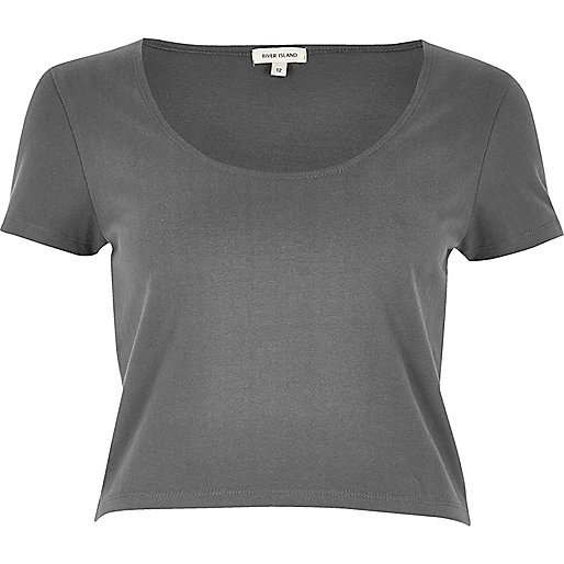 river island borg bag,jacques-vertuk Stores Grey scoop neck crop top women 691561