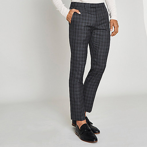 river island black bodycon,jacques-vertuk Stores Grey shadow check skinny fit suit pants men 300784