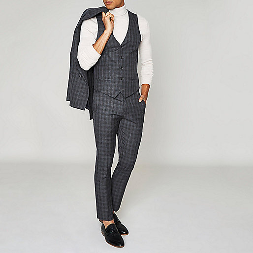 river island black bodycon,jacques-vertuk Stores Grey shadow check skinny fit suit pants men 300784