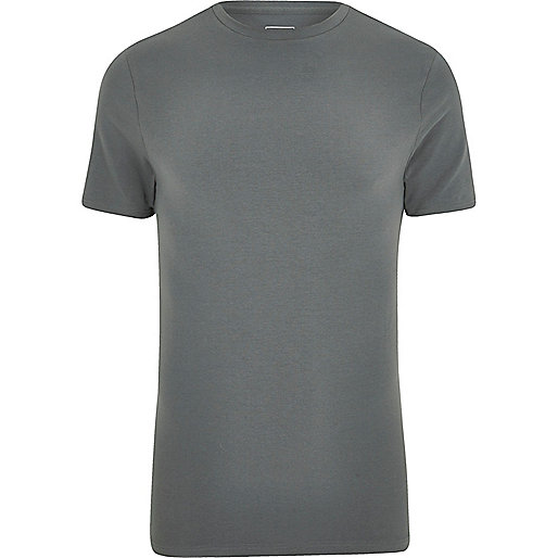 river island silverburn,R8Iver Island Grey short sleeve muscle fit T-shirt T-shirts T-Shirts / Tanks men