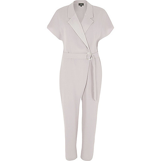 jacques-vertuk Grey short sleeve tuxedo jumpsuit 709572 women Playsuits / Jumpsuits Jumpsuits