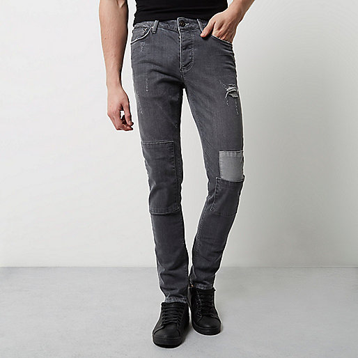 river island mobile phone bag,I jacques-vertuk Grey skinny jeans with rips Jeans Sale men