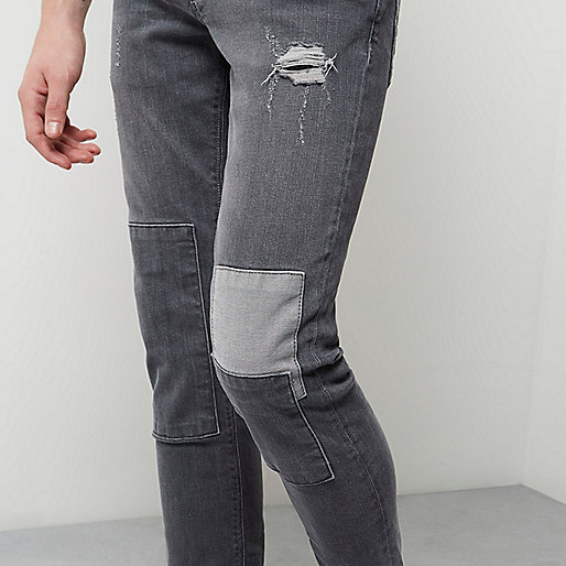 river island mobile phone bag,I jacques-vertuk Grey skinny jeans with rips Jeans Sale men