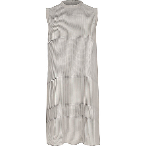 jacques-vertuk Grey sleeveless pleated swing dress 702893 women Dresses Swing Dresses