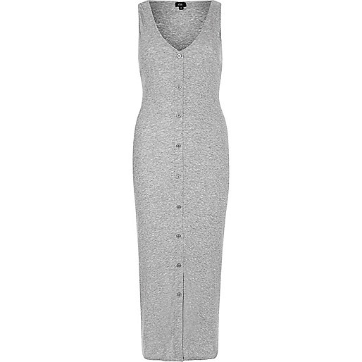 jacques-vertuk Grey sleeveless ribbed button-up maxi dress 708045 women Dresses Bodycon Dresses