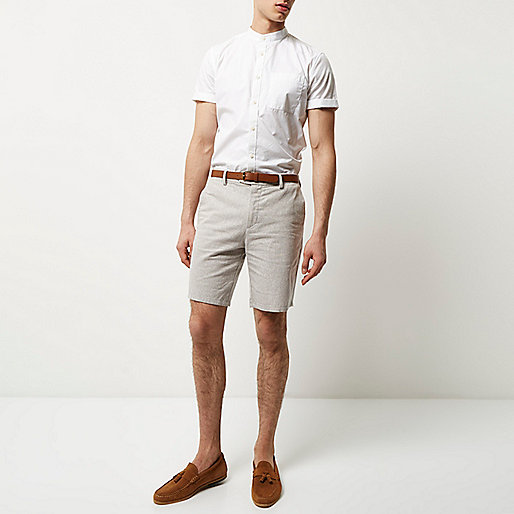 yellow sandals river island,jacques-vertuk Shop Grey slim fit belted bermuda shorts men 292518