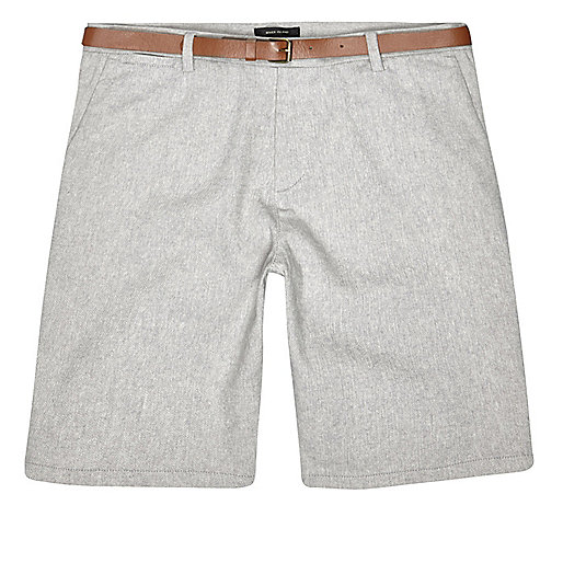 jacques-vertuk Grey slim fit belted bermuda shorts 292518 men Shorts