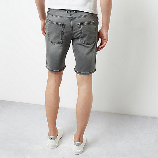 river island bag fur,jacques-vertuk Shop Grey slim fit denim shorts men 298630