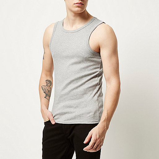 river island shirt jumper,R5Ver 5S3And Grey slim fit ribbed tank T-Shirts / Tanks Sale men