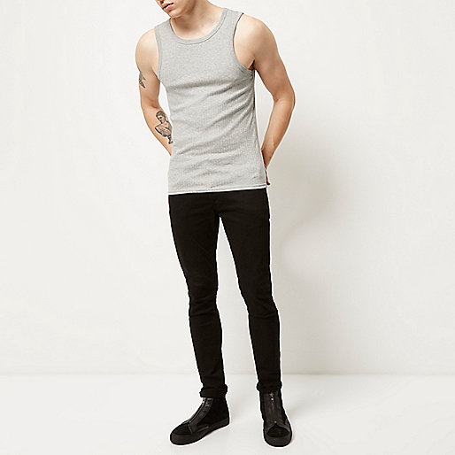 river island shirt jumper,R5Ver 5S3And Grey slim fit ribbed tank T-Shirts / Tanks Sale men