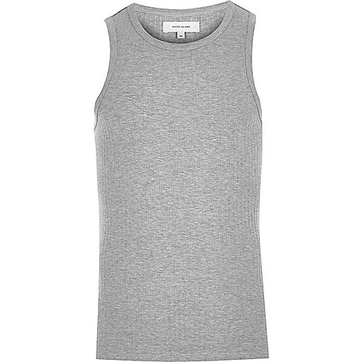 jacques-vertuk Grey slim fit ribbed tank 291413 men T-Shirts / Vests