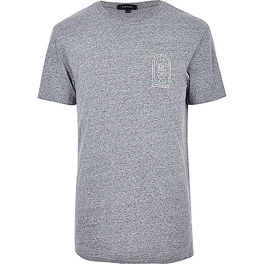 river island bag,jacques-vertuk Deutschland Bestellen Grey slogan print T-shirt T-Shirts / Tanks Sale men