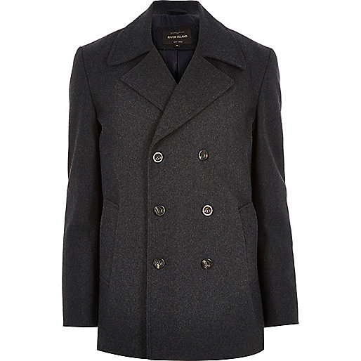 river island feather sleeve dress,R8Iver Island Grey smart wool-blend pea coat Coats / Jackets Sale men