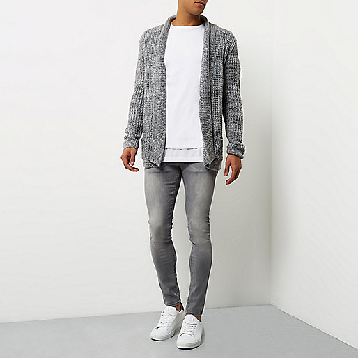 river island plus size tops,jacques-vertuk London Grey soft foldback cardigan men 298694