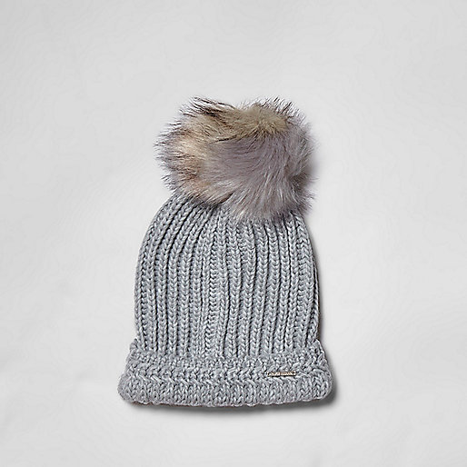 jacques-vertuk Grey split color pom pom beanie hat 705607 women Accessories Hats