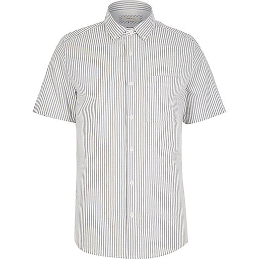 jacques-vertuk Grey stripe short sleeve shirt 287640 men Shirts