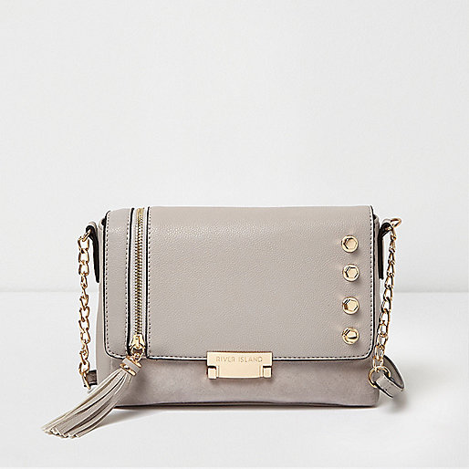 jacques-vertuk Grey stud and tassel cross body bag 704626 women Bags / Purses Cross Body Bags